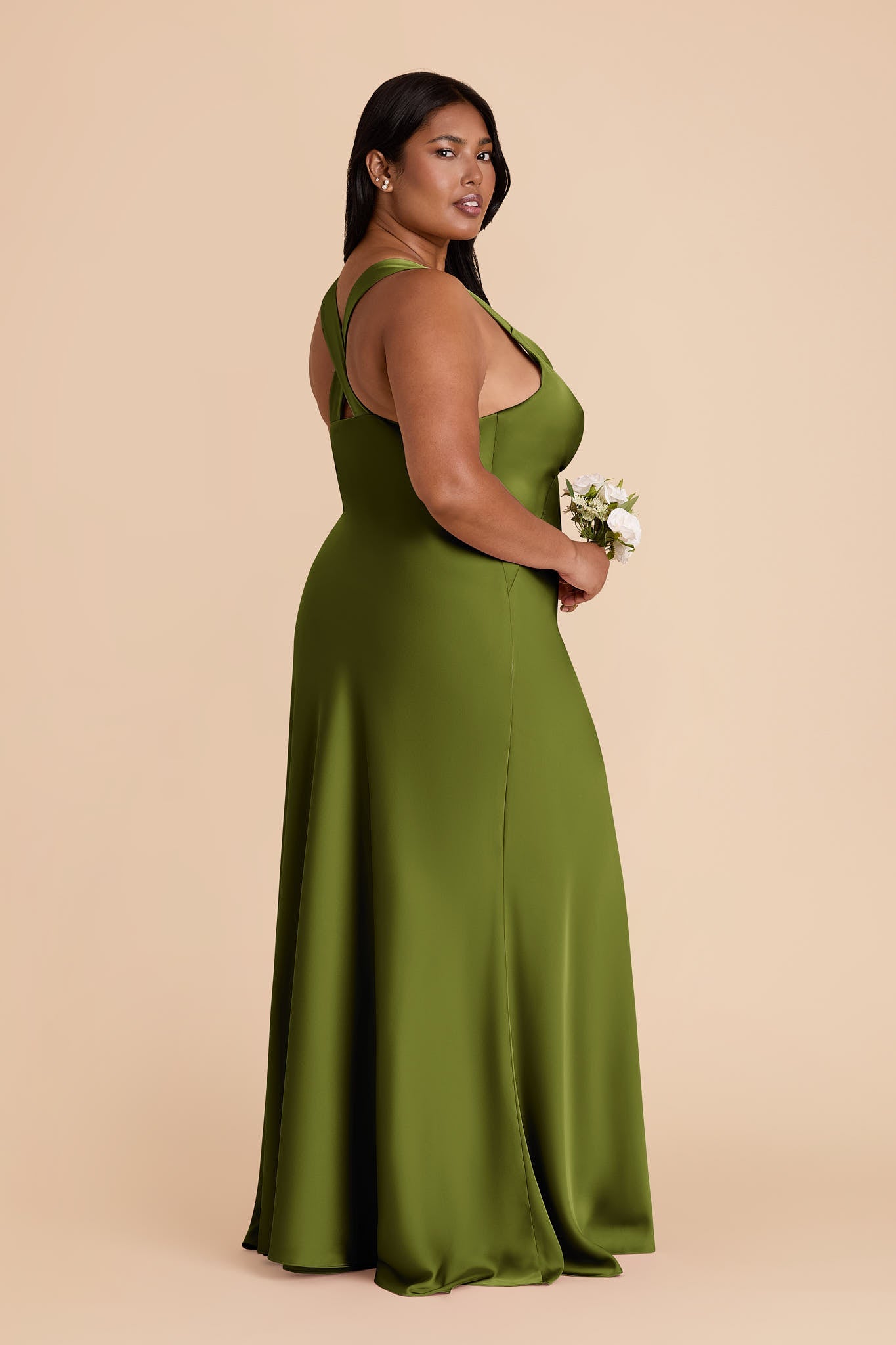 Cactus Veronica Matte Satin Dress in Hazelnut Moody Blooms
