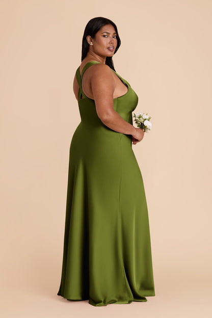 Cactus Veronica Matte Satin Dress in Hazelnut Moody Blooms