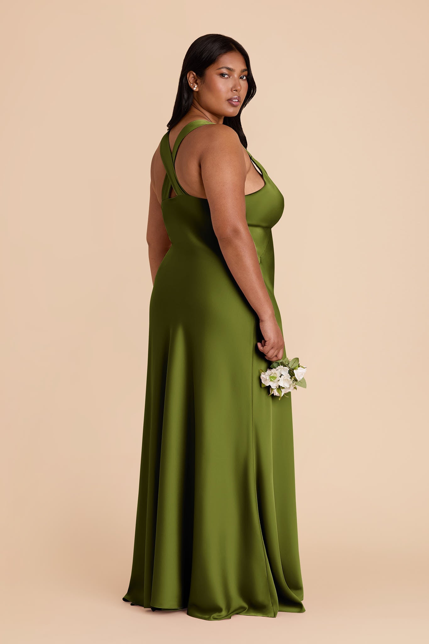Cactus Veronica Matte Satin Dress in Hazelnut Moody Blooms