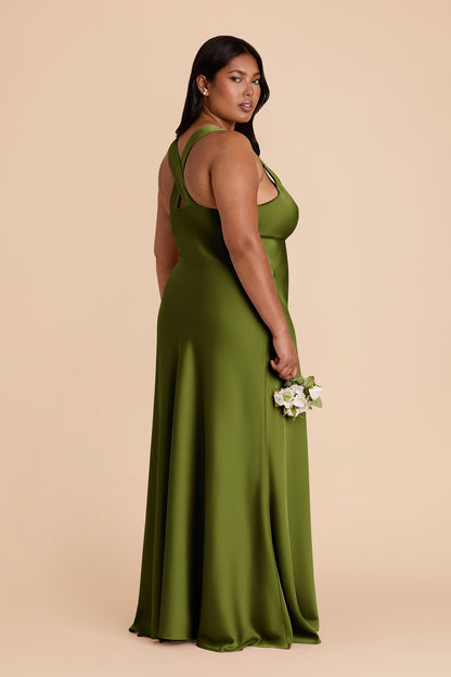 Cactus Veronica Matte Satin Dress in Hazelnut Moody Blooms