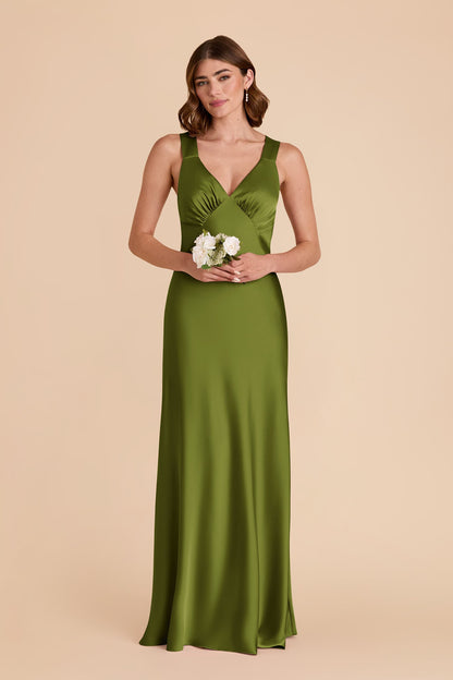 Cactus Veronica Matte Satin Dress in Hazelnut Moody Blooms