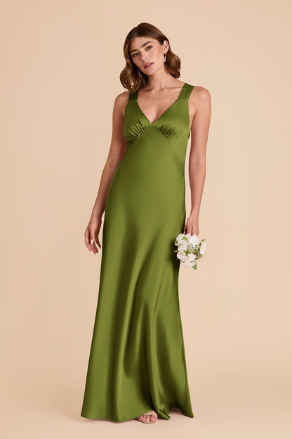 Cactus Veronica Matte Satin Dress in Hazelnut Moody Blooms