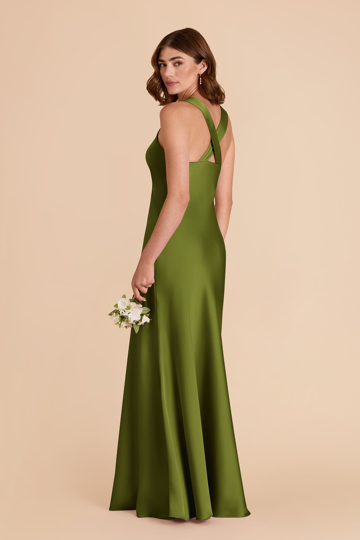 Cactus Veronica Matte Satin Dress in Hazelnut Moody Blooms