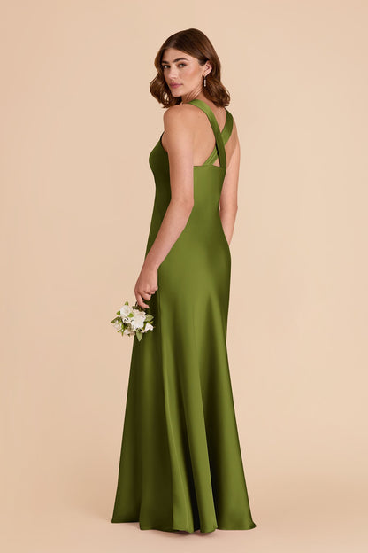 Cactus Veronica Matte Satin Dress in Hazelnut Moody Blooms
