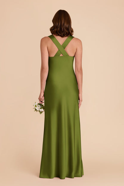 Cactus Veronica Matte Satin Dress in Hazelnut Moody Blooms