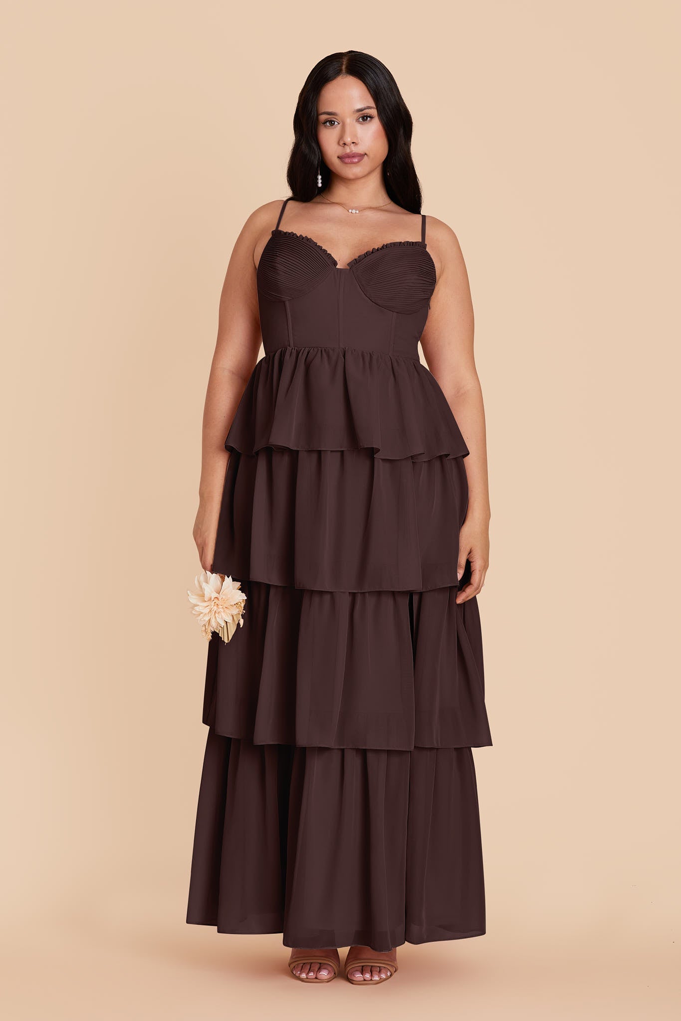 Espresso Lola Chiffon Midi Dress in Wild Rose