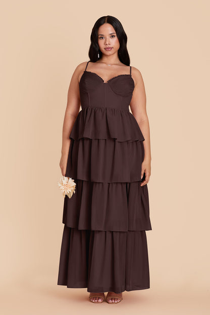 Espresso Lola Chiffon Midi Dress in Wild Rose