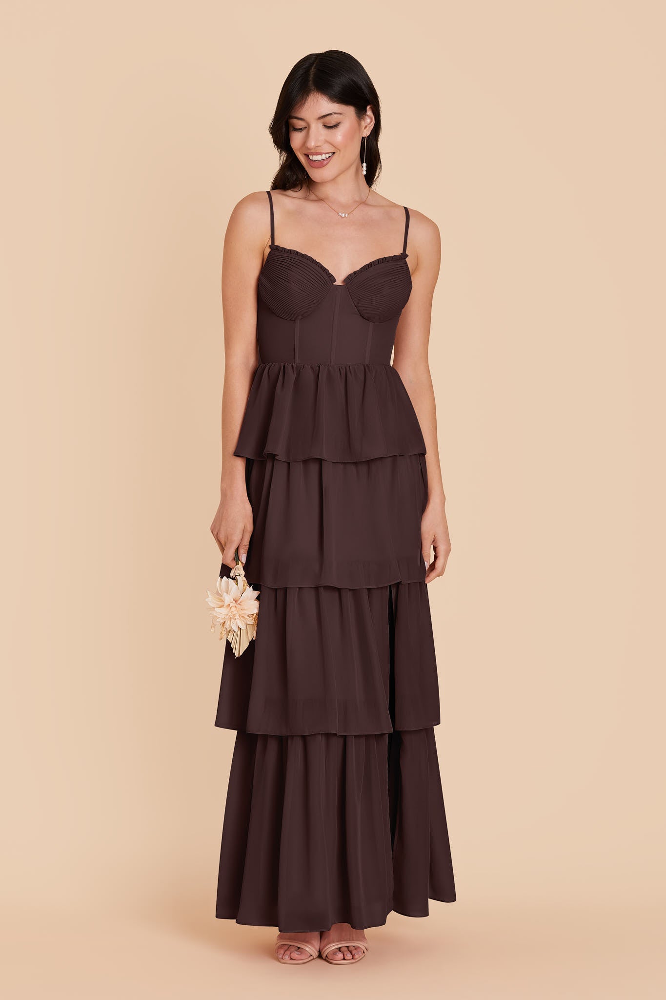 Espresso Lola Chiffon Midi Dress in Wild Rose