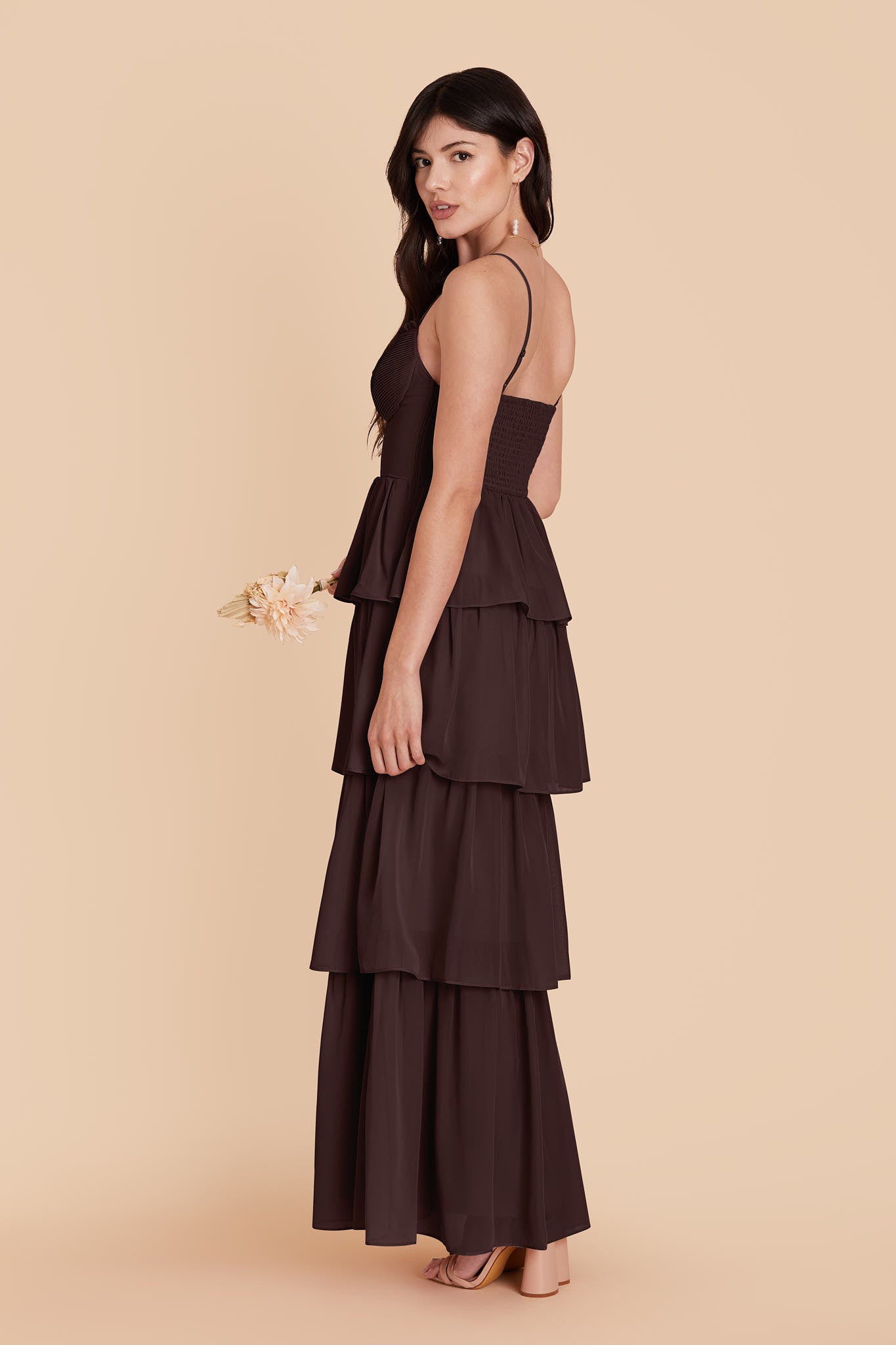 Espresso Lola Chiffon Midi Dress in Wild Rose