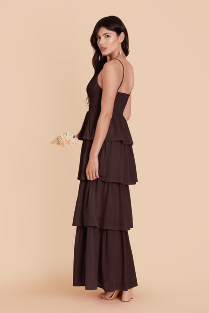 Espresso Lola Chiffon Midi Dress in Wild Rose