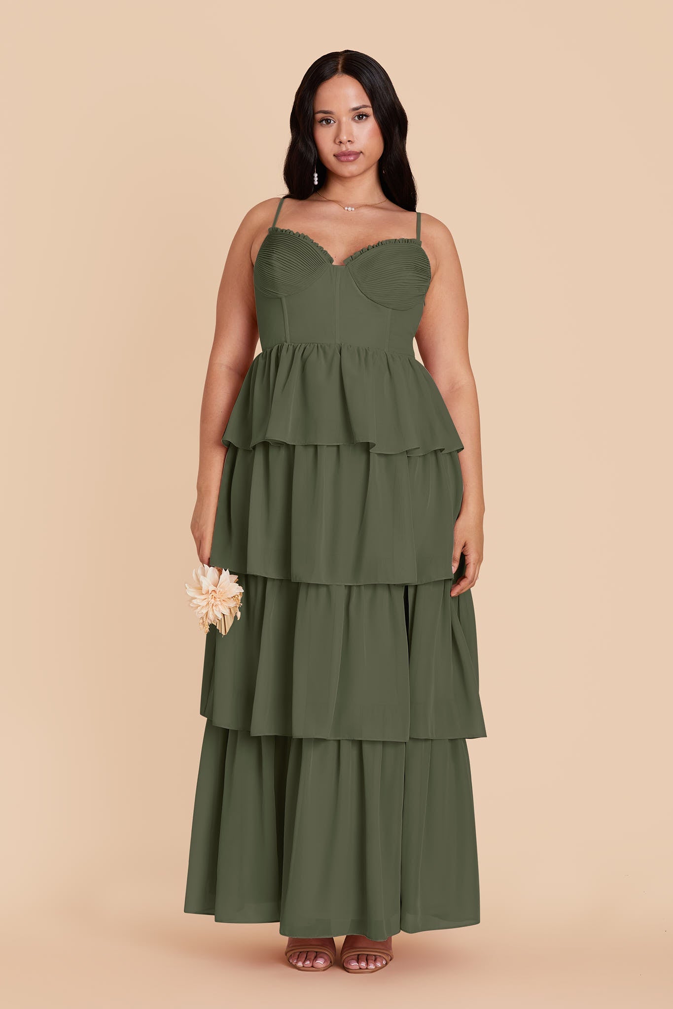 Olive Lola Chiffon Midi Dress in Wild Rose