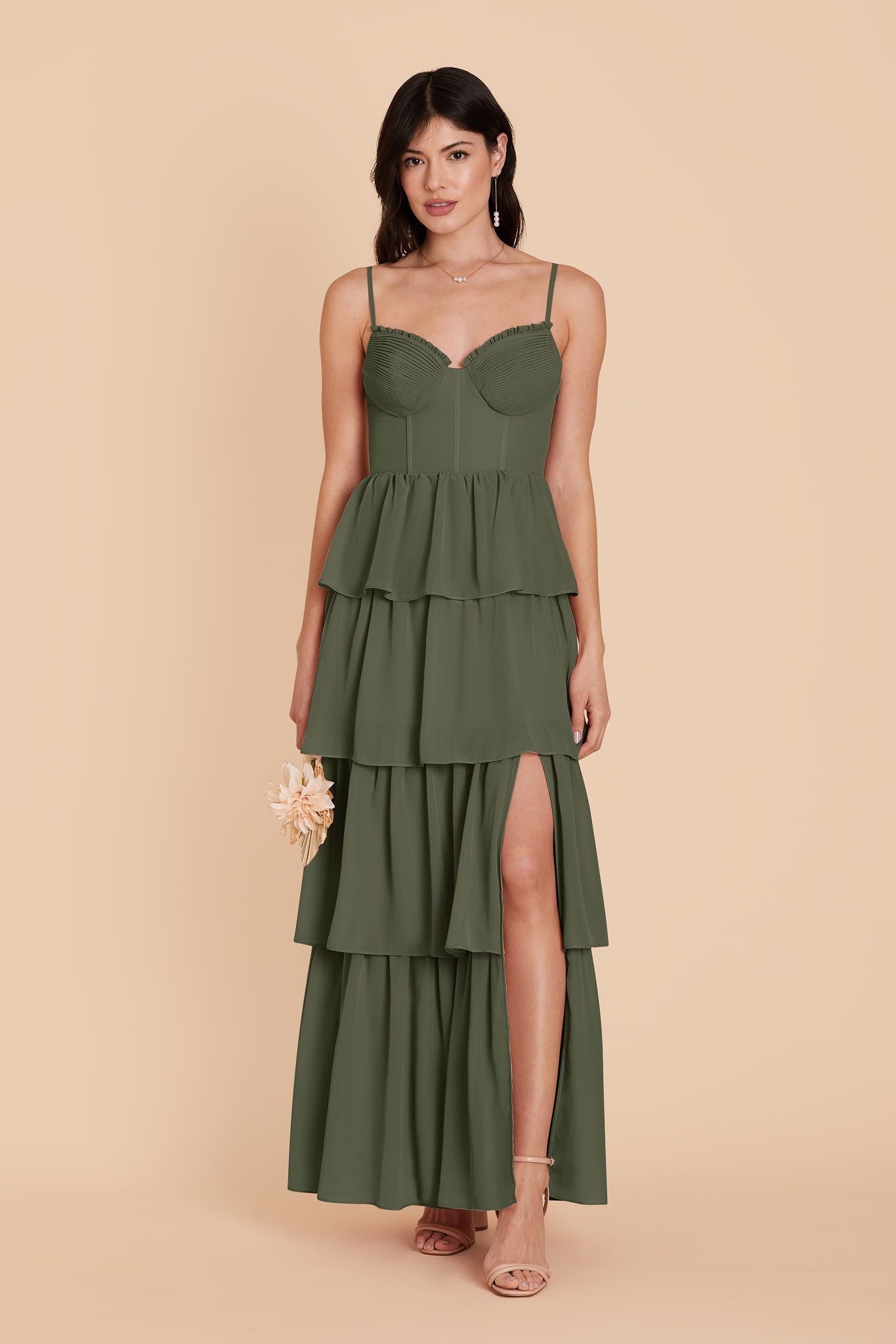 Olive Lola Chiffon Midi Dress in Wild Rose