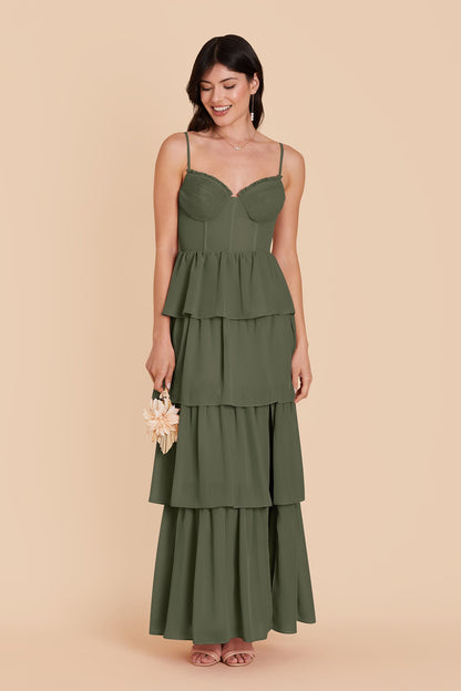 Olive Lola Chiffon Midi Dress in Wild Rose