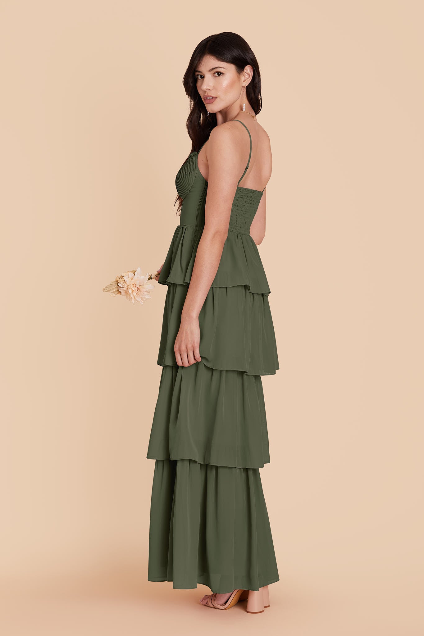 Olive Lola Chiffon Midi Dress in Wild Rose