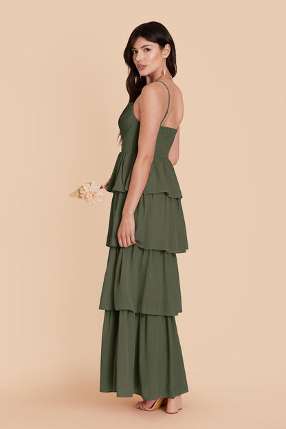 Olive Lola Chiffon Midi Dress in Wild Rose