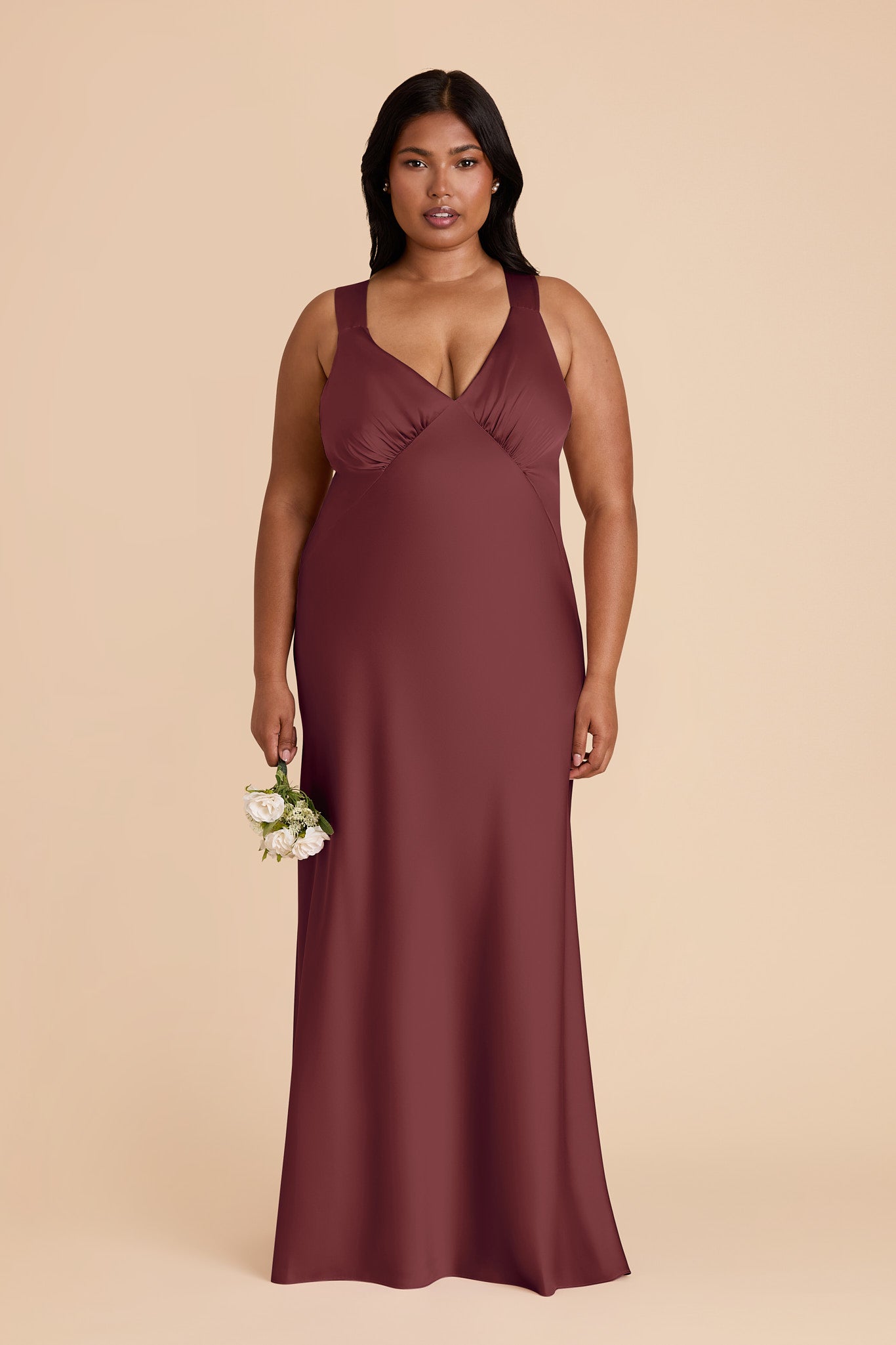 Rosewood Veronica Matte Satin Dress in Hazelnut Moody Blooms