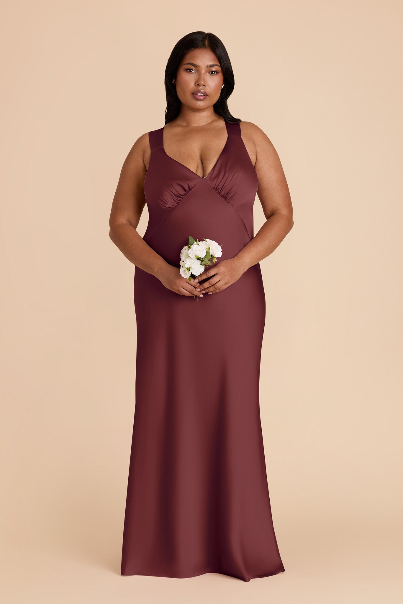 Rosewood Veronica Matte Satin Dress in Hazelnut Moody Blooms