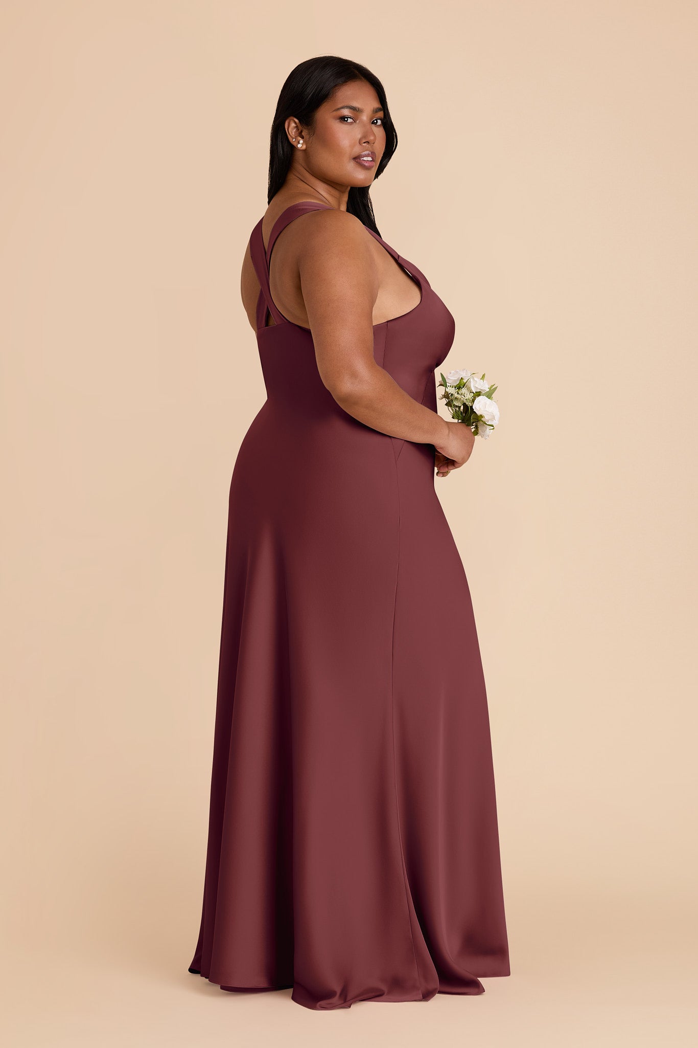 Rosewood Veronica Matte Satin Dress in Hazelnut Moody Blooms