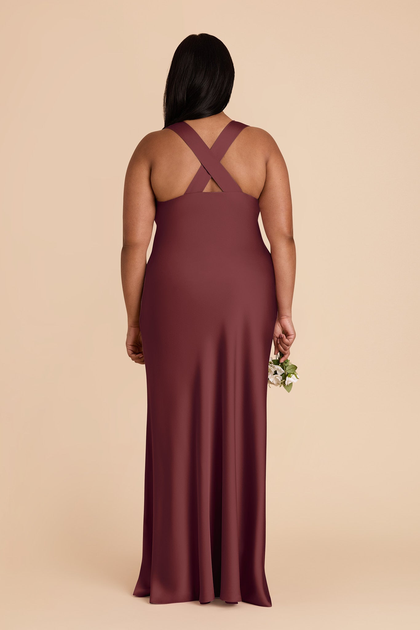 Rosewood Veronica Matte Satin Dress in Hazelnut Moody Blooms