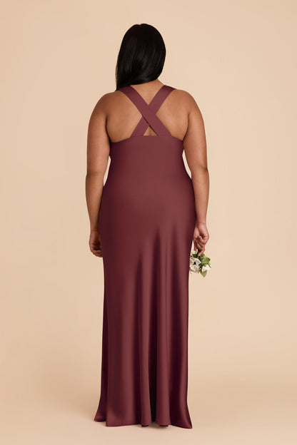 Rosewood Veronica Matte Satin Dress in Hazelnut Moody Blooms