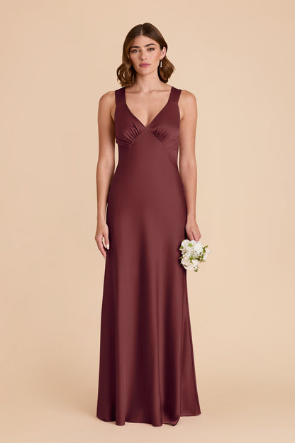 Rosewood Veronica Matte Satin Dress in Hazelnut Moody Blooms