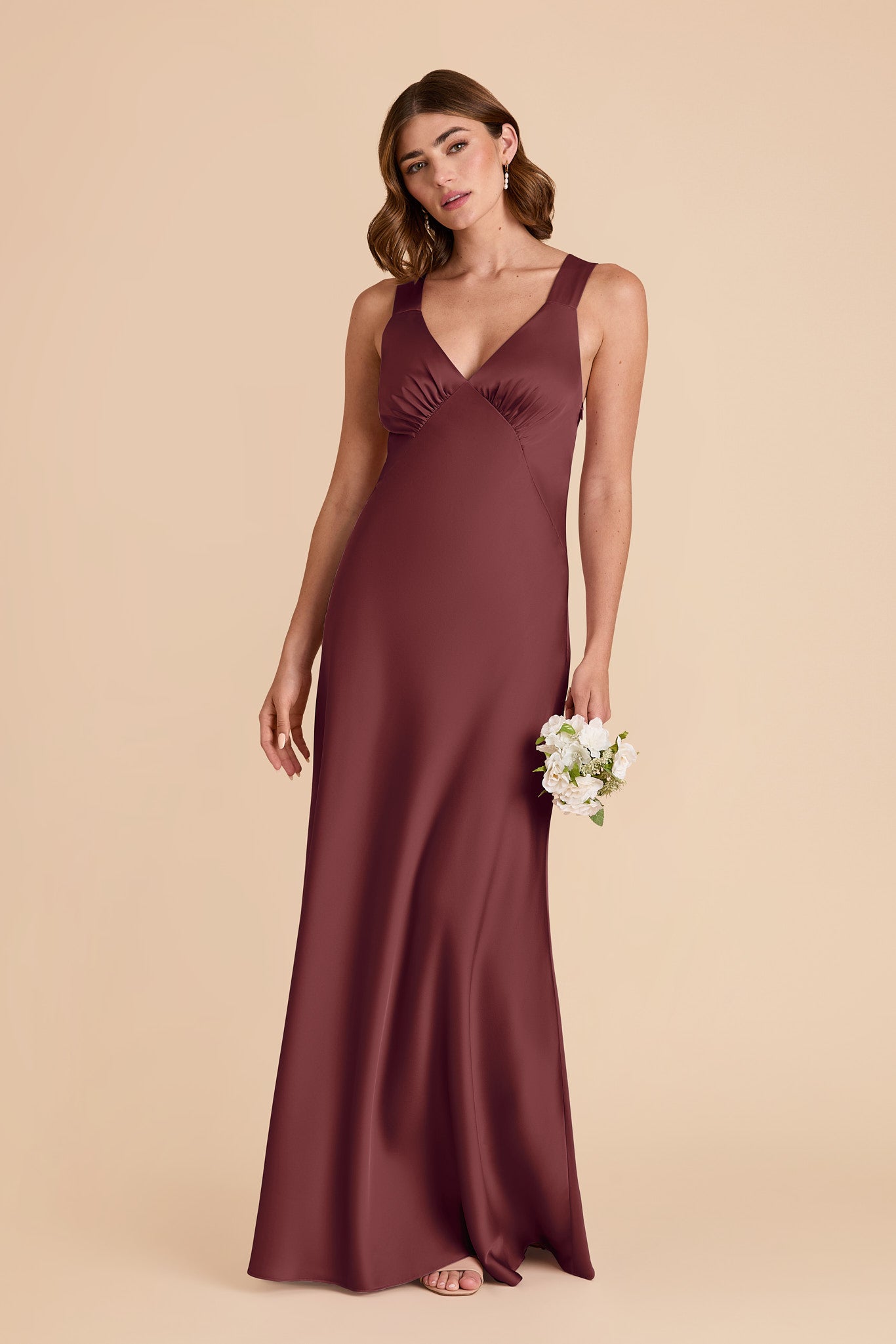 Rosewood Veronica Matte Satin Dress in Hazelnut Moody Blooms