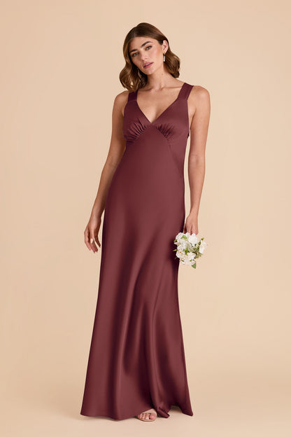 Rosewood Veronica Matte Satin Dress in Hazelnut Moody Blooms