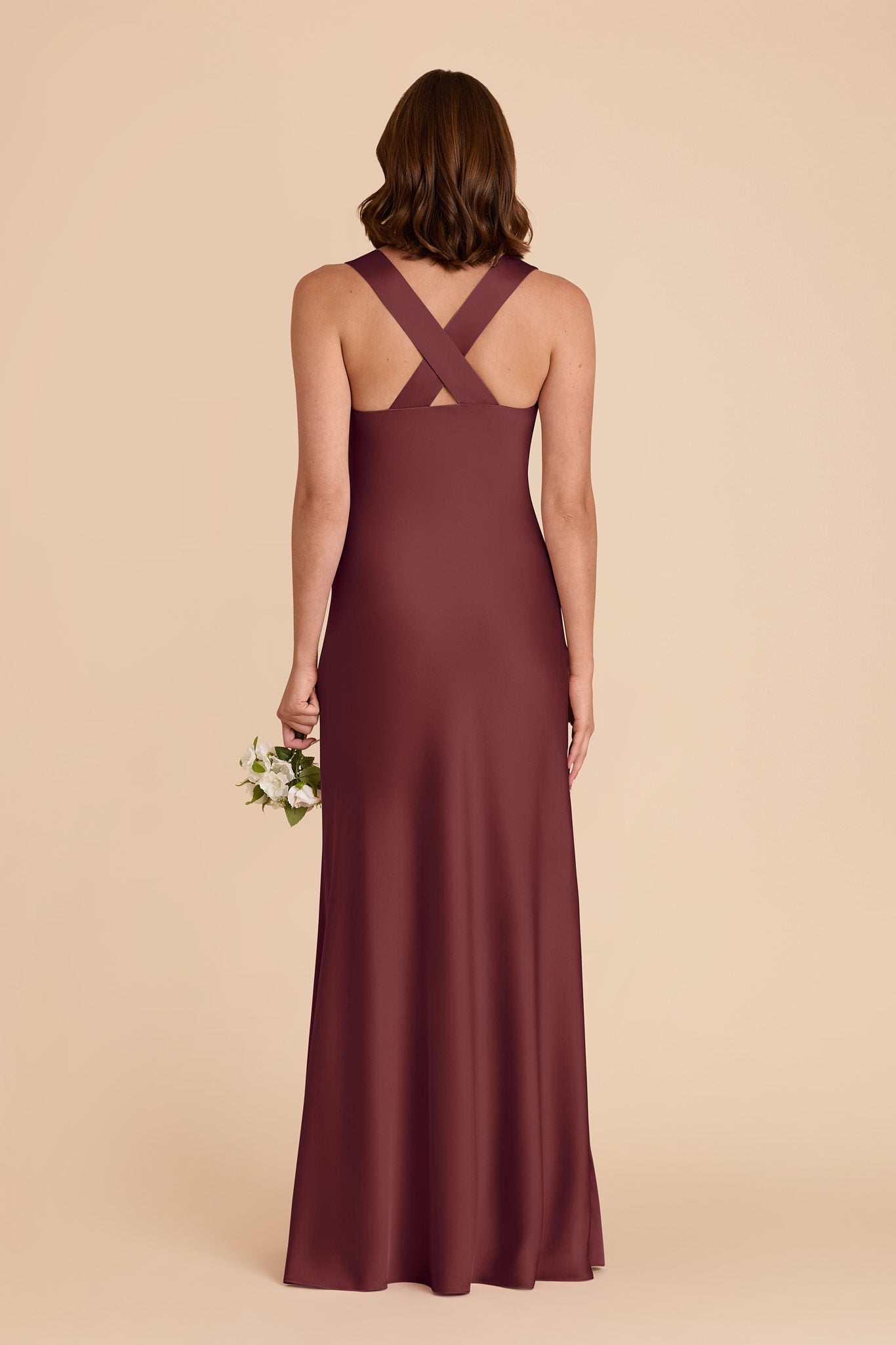 Rosewood Veronica Matte Satin Dress in Hazelnut Moody Blooms