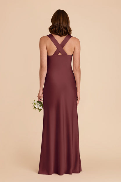 Rosewood Veronica Matte Satin Dress in Hazelnut Moody Blooms
