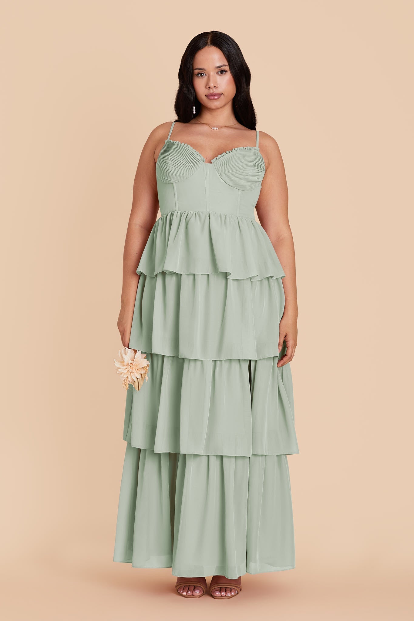 Sage Lola Chiffon Midi Dress in Wild Rose