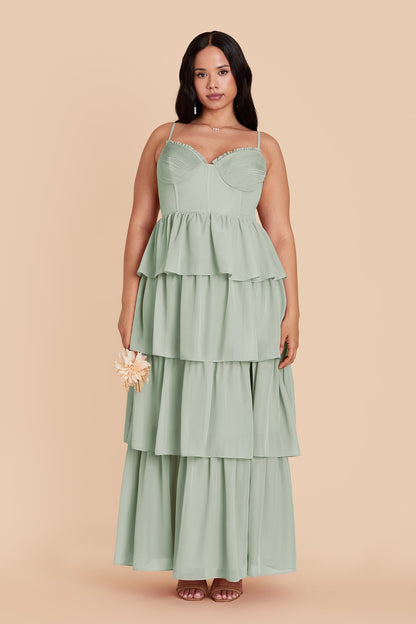 Sage Lola Chiffon Midi Dress in Wild Rose