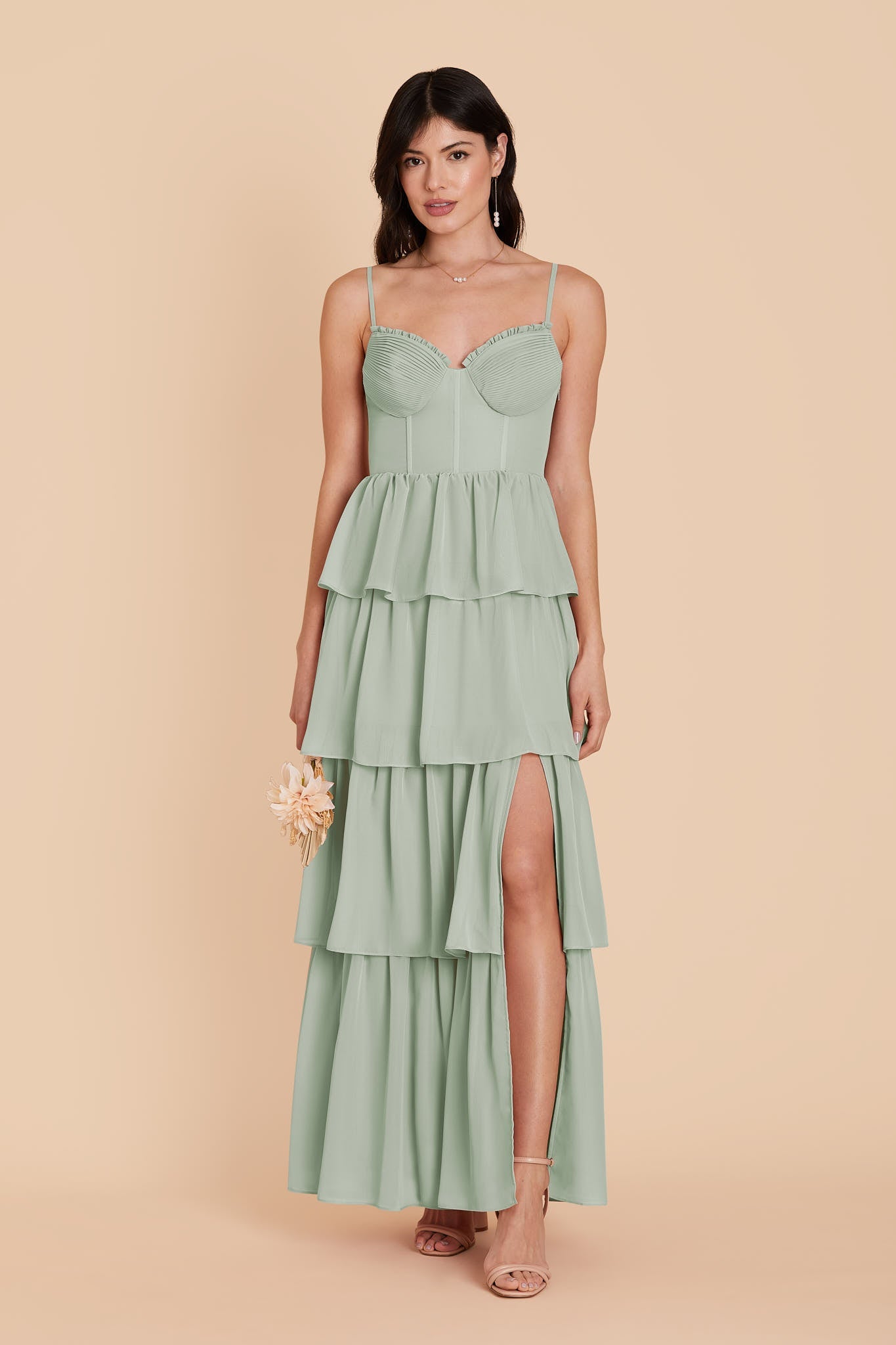 Sage Lola Chiffon Midi Dress in Wild Rose