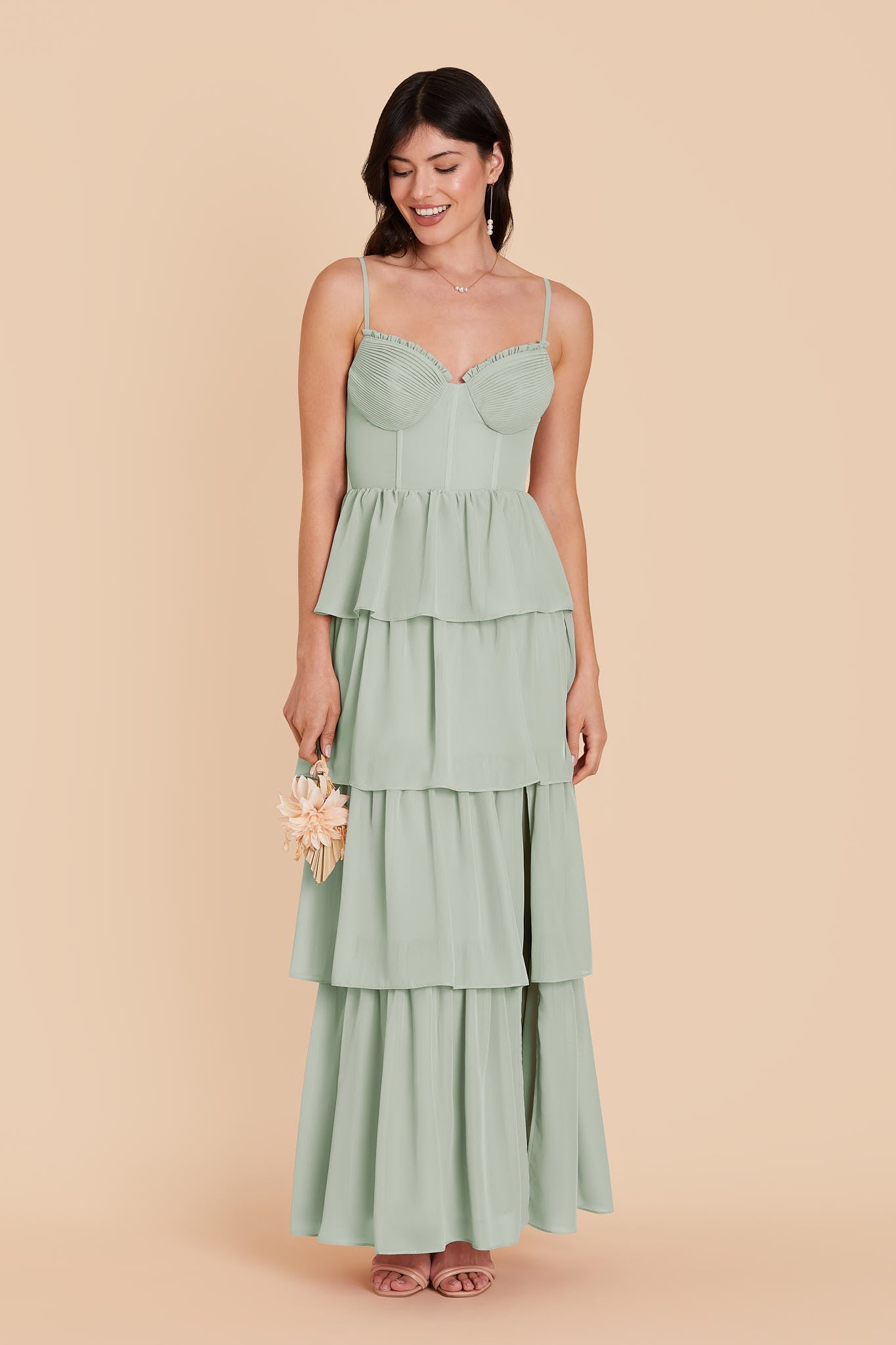 Sage Lola Chiffon Midi Dress in Wild Rose