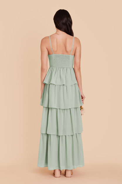 Sage Lola Chiffon Midi Dress in Wild Rose