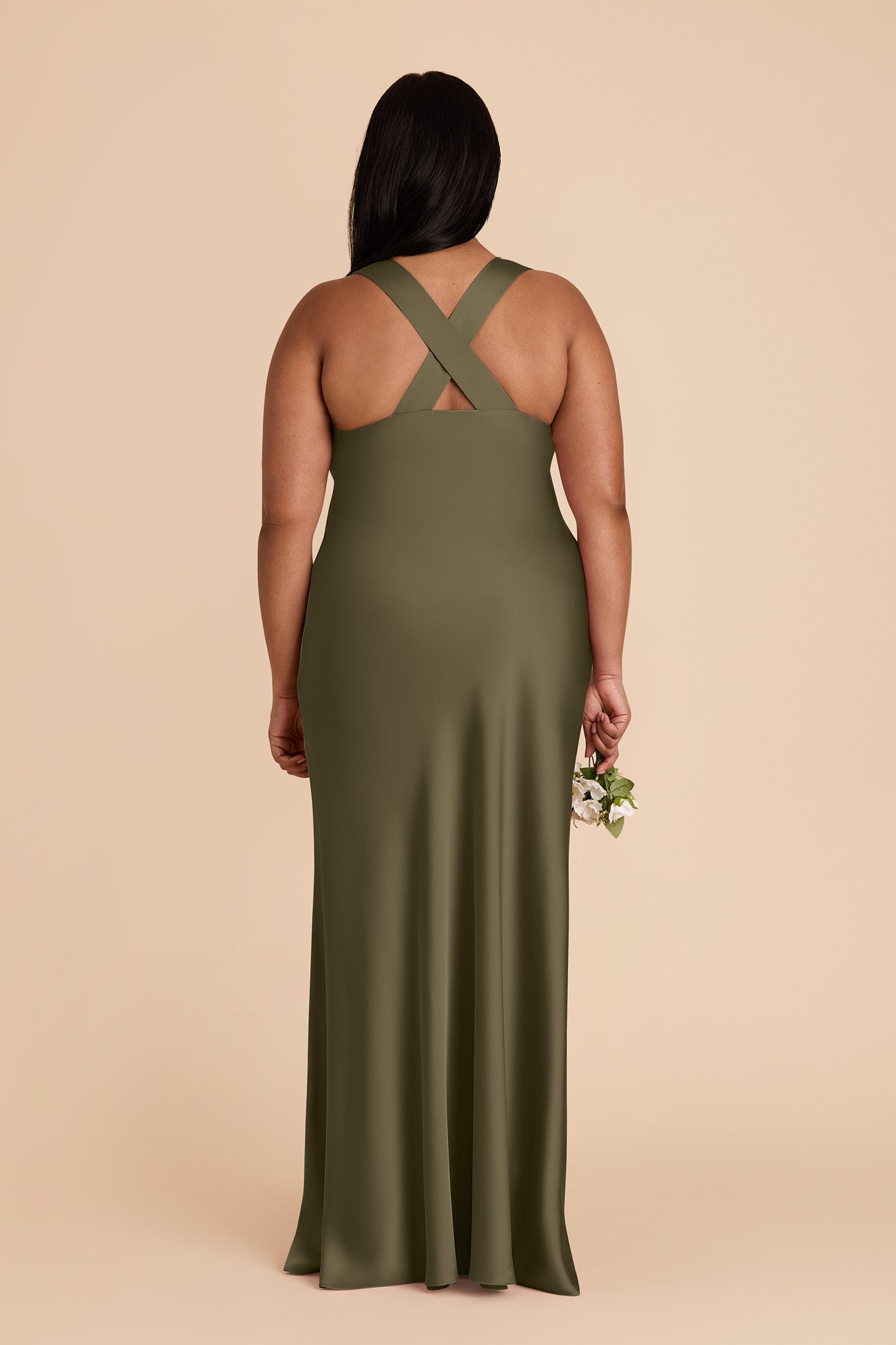 Thyme Veronica Matte Satin Dress in Hazelnut Moody Blooms