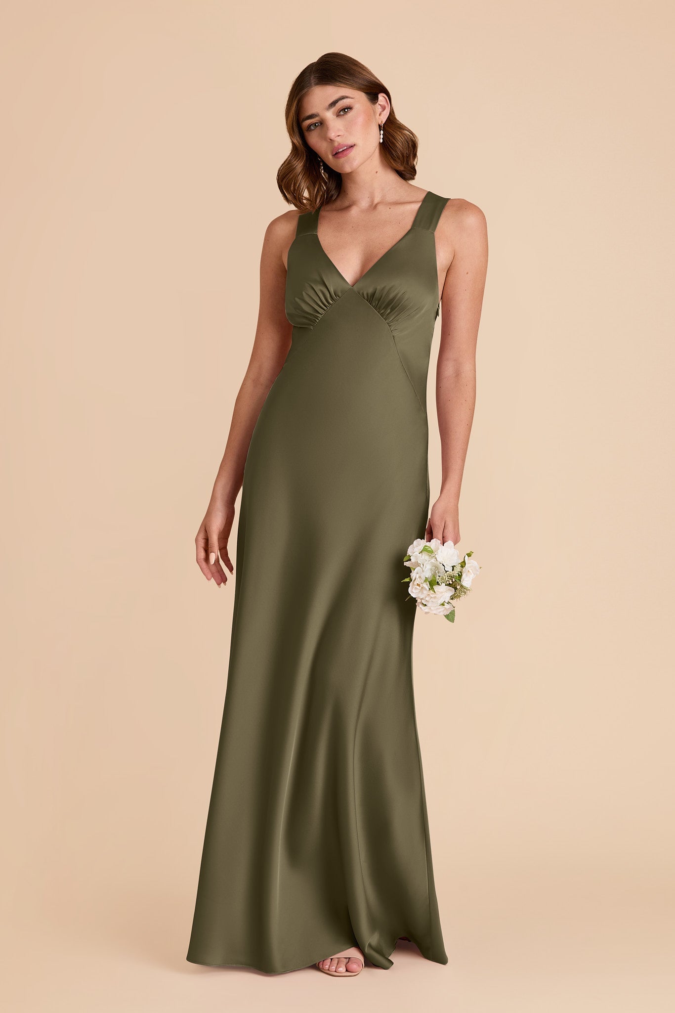 Thyme Veronica Matte Satin Dress in Hazelnut Moody Blooms