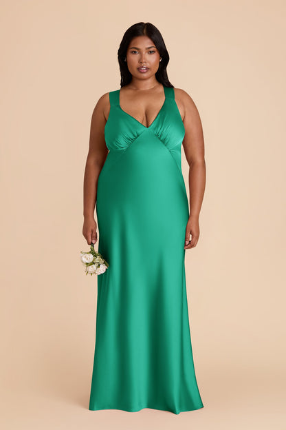 Turquoise Veronica Matte Satin Dress in Hazelnut Moody Blooms