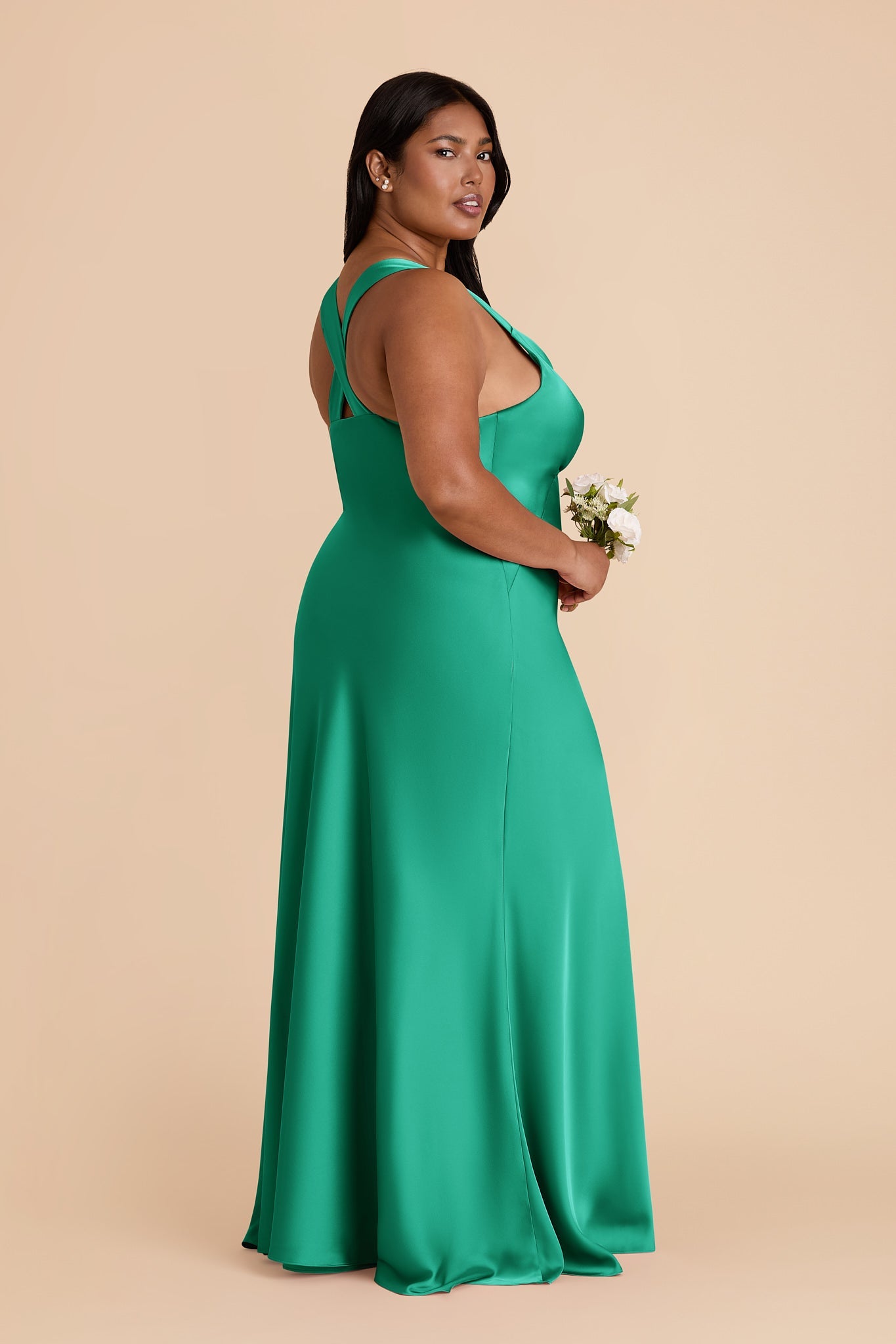 Turquoise Veronica Matte Satin Dress in Hazelnut Moody Blooms