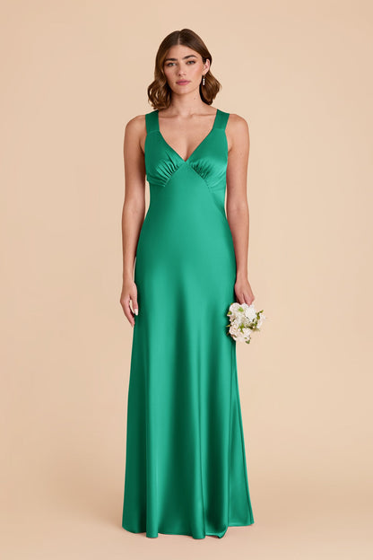 Turquoise Veronica Matte Satin Dress in Hazelnut Moody Blooms