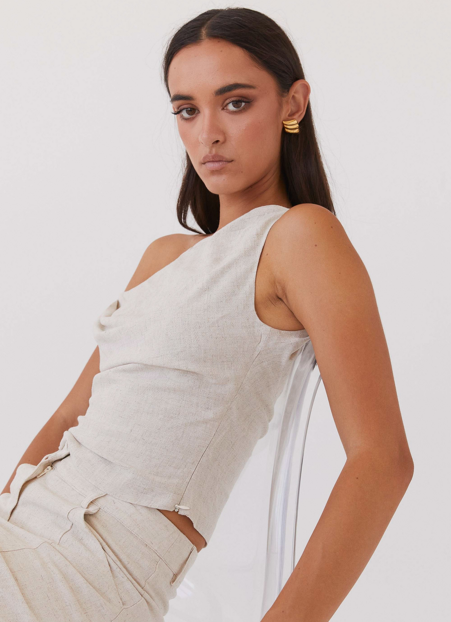 Marissa Linen One Shoulder Top