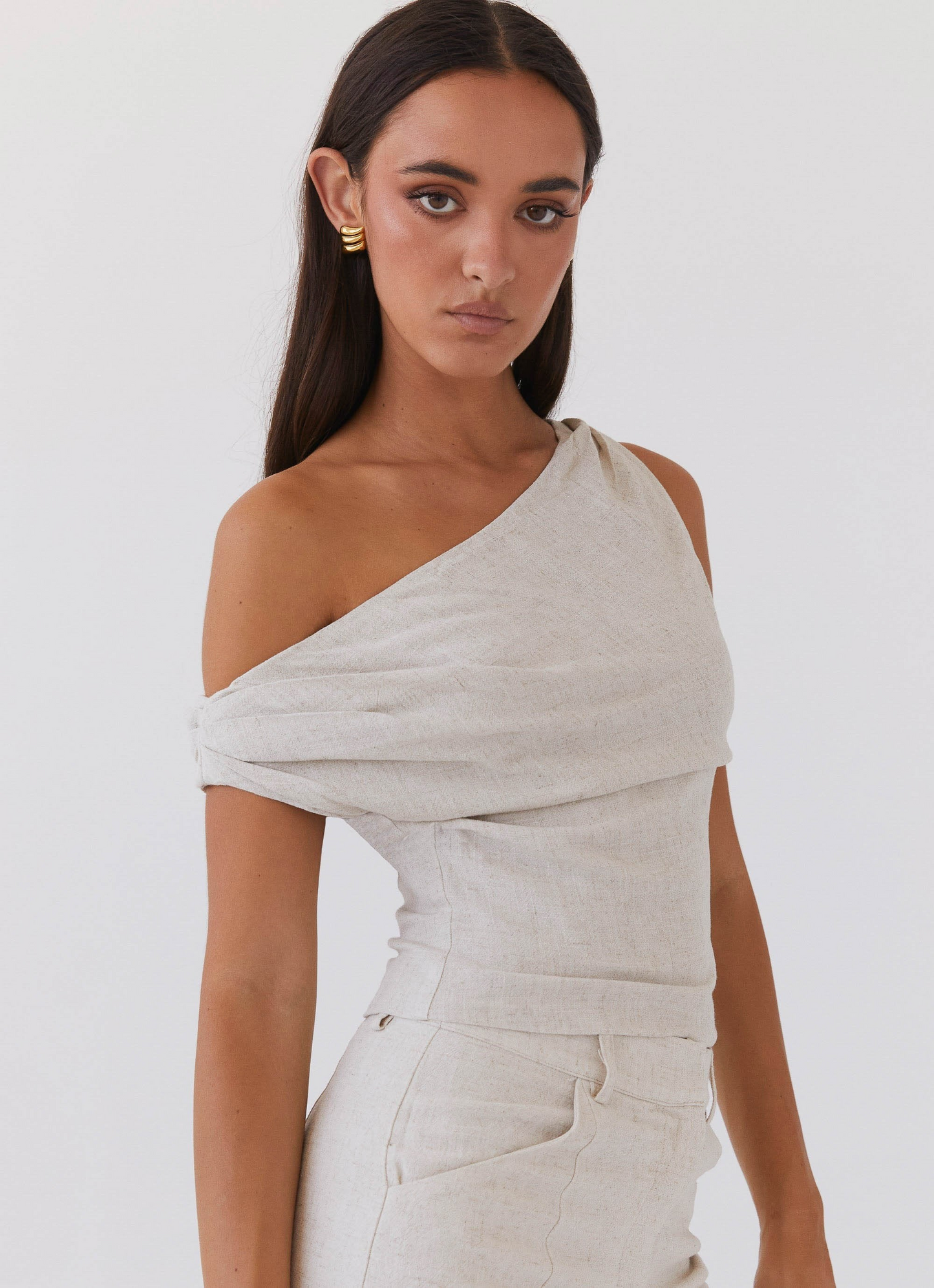 Marissa Linen One Shoulder Top