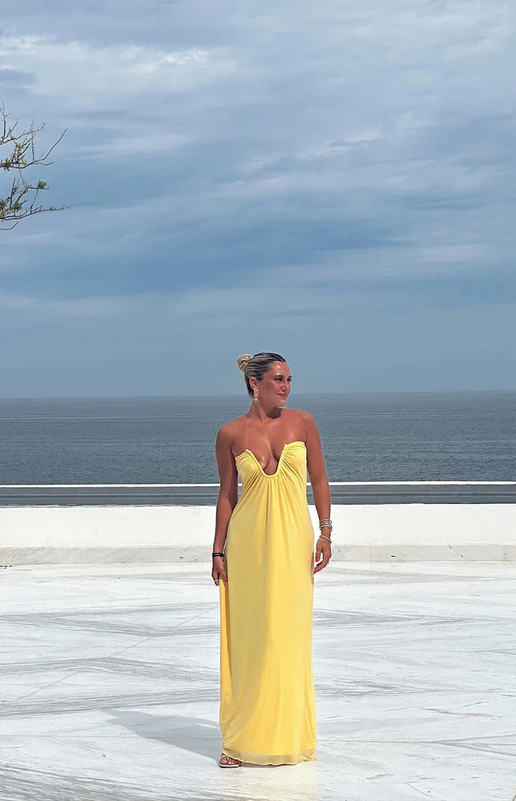 Braelyn Silk Strapless Maxi Dress