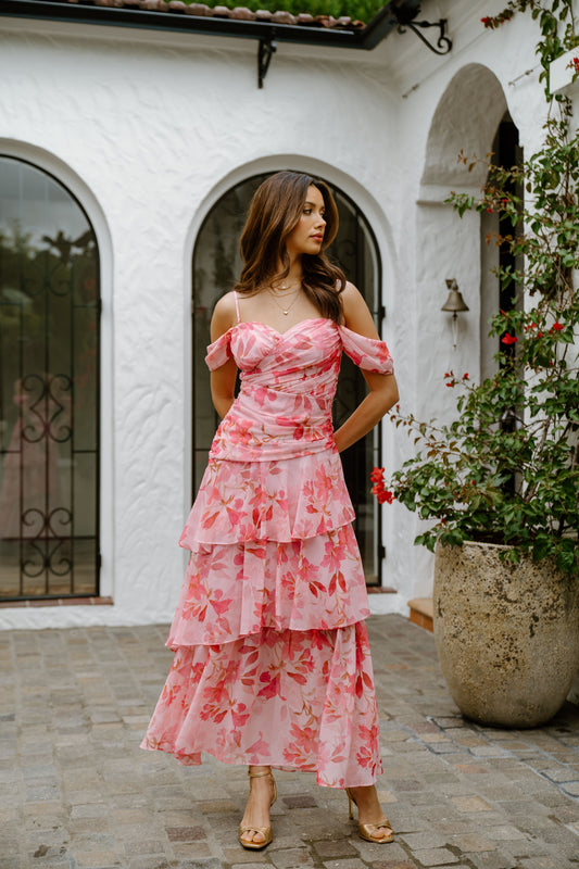 Pink Jenna Floral Maxi Dress